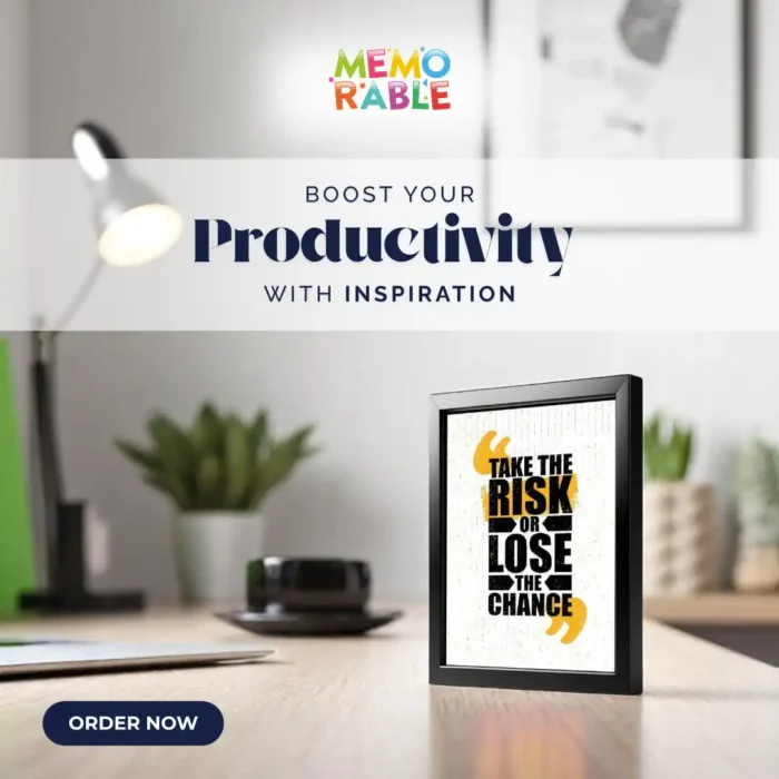 TAKE THE RISK Framed 4x6 Inch Motivational Quote Posters – Desk Frame for Office, Study & Gifts - Image 2