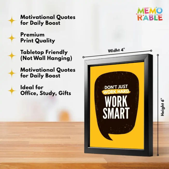 WORK SMART Framed 4x6 Inch Motivational Quote Posters – Desk Frame for Office, Study & Gifts - Image 3