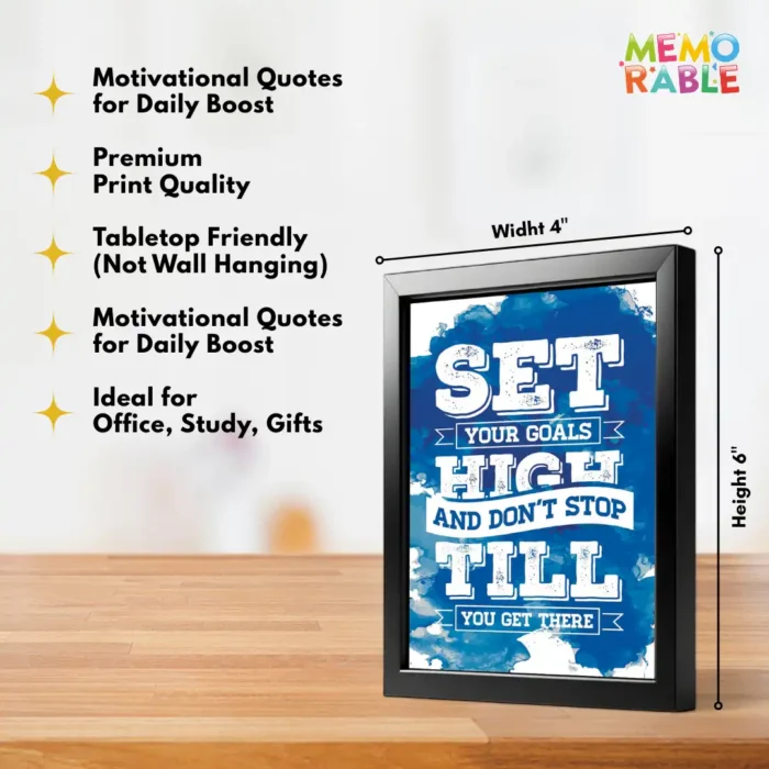 SET YOUR GOALS Framed 4x6 Inch Motivational Quote Posters – Desk Frame for Office, Study & Gifts - Image 3